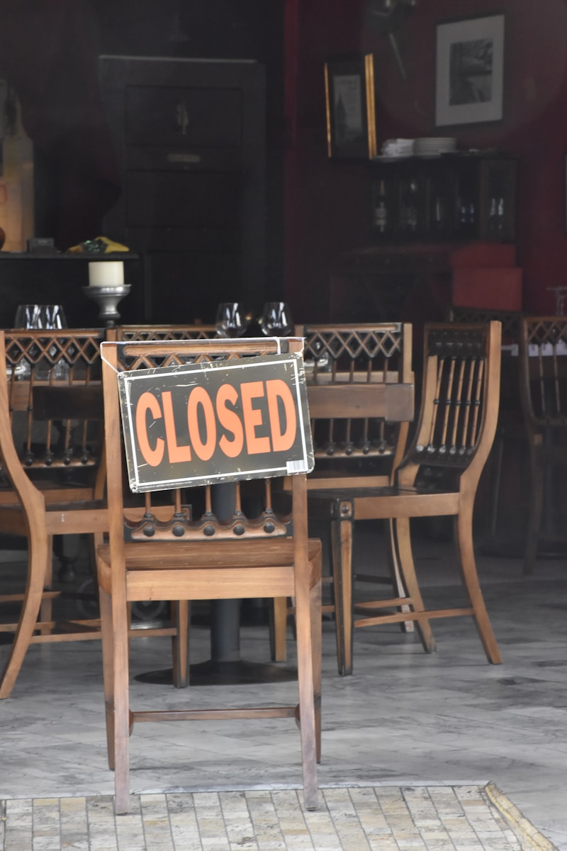 a sign on a table